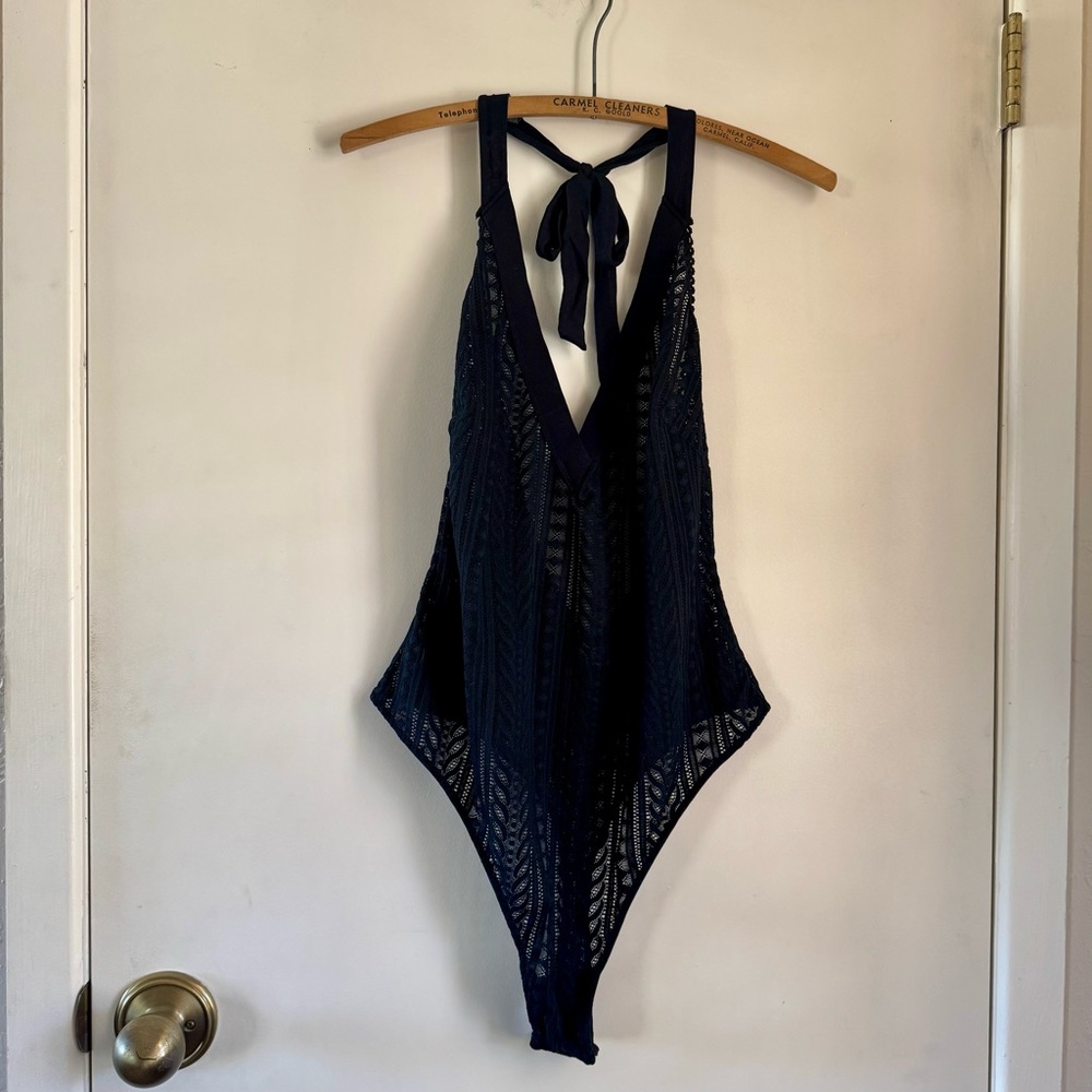 NWOT Jezebel by Felina black lace halter bodysuit XL - Picture 5 of 10